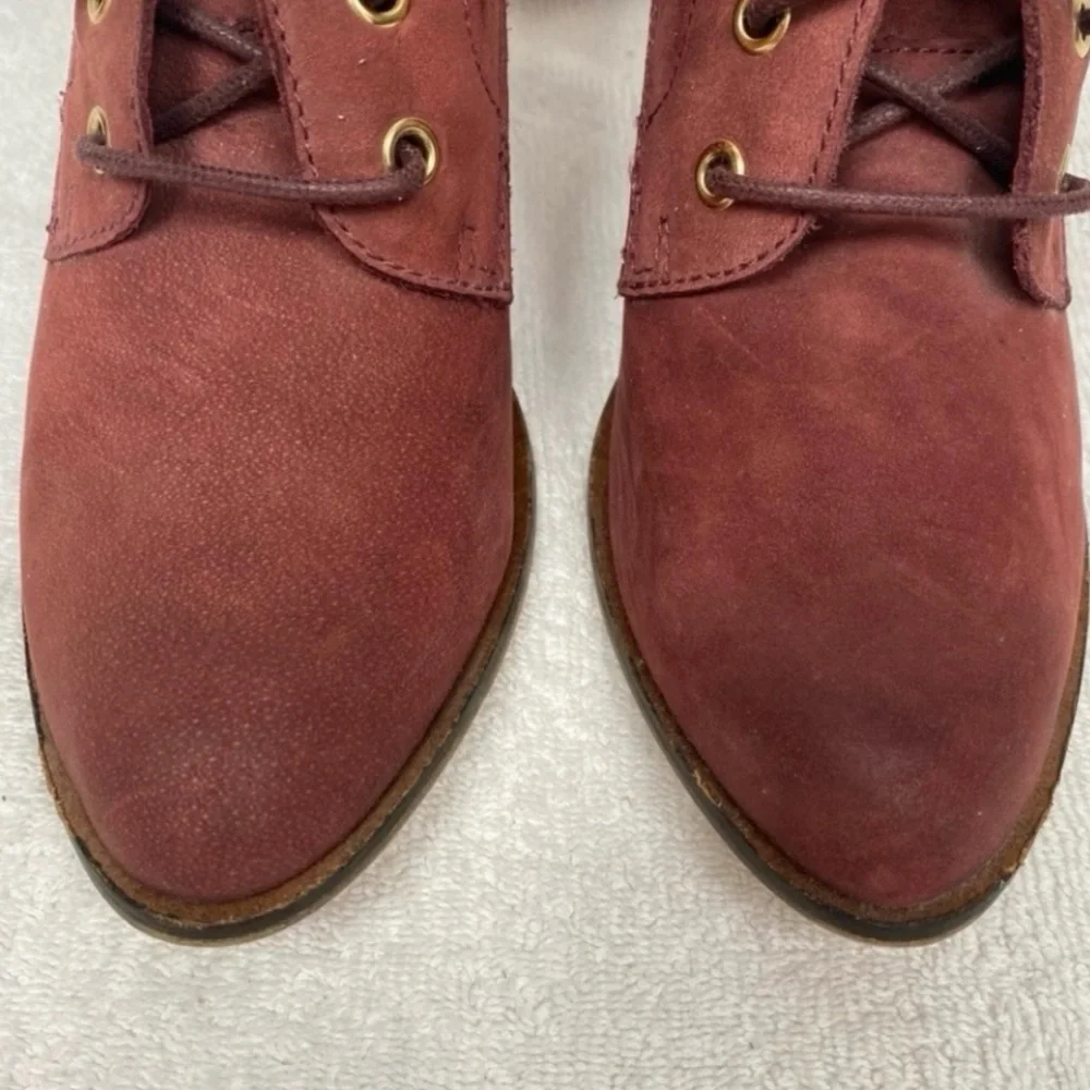 Steve Madden Women's Pennylane Wine Suede Leather Lace Up Heeled Bootie Size 8 - Picture 6 of 15
